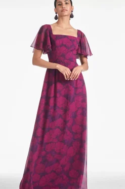 Women Sachin & Babi Gowns-Aurora Gown Magenta Bloom