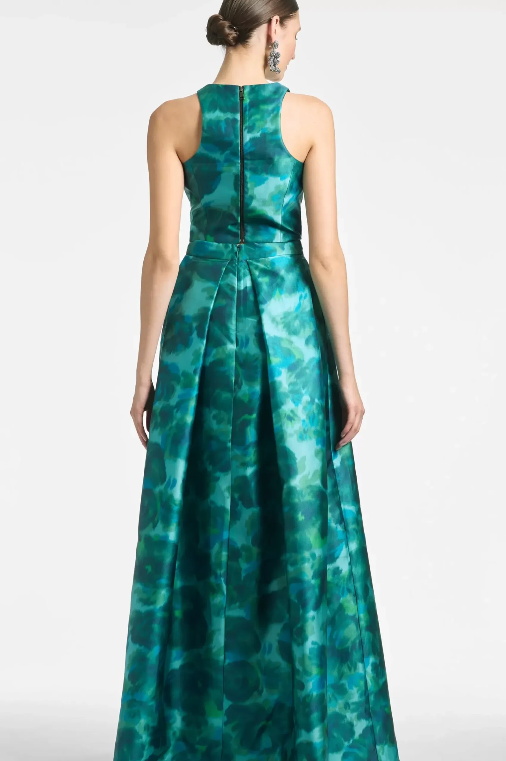 Women Sachin & Babi Skirts-Ava Skirt Emerald Watercolor Floral