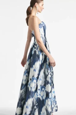 Women Sachin & Babi Gowns-Brielle Gown Blue Ikat Floral