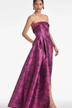 Women Sachin & Babi Gowns-Brielle Gown Magenta Bloom