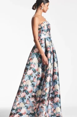 Women Sachin & Babi Gowns-Brielle Gown Ice Blue Garden
