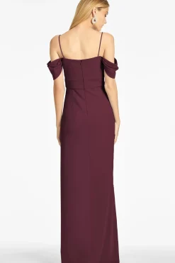 Women Sachin & Babi Gowns-Brittany 4-Way Stretch Crepe Gown Deep Wine