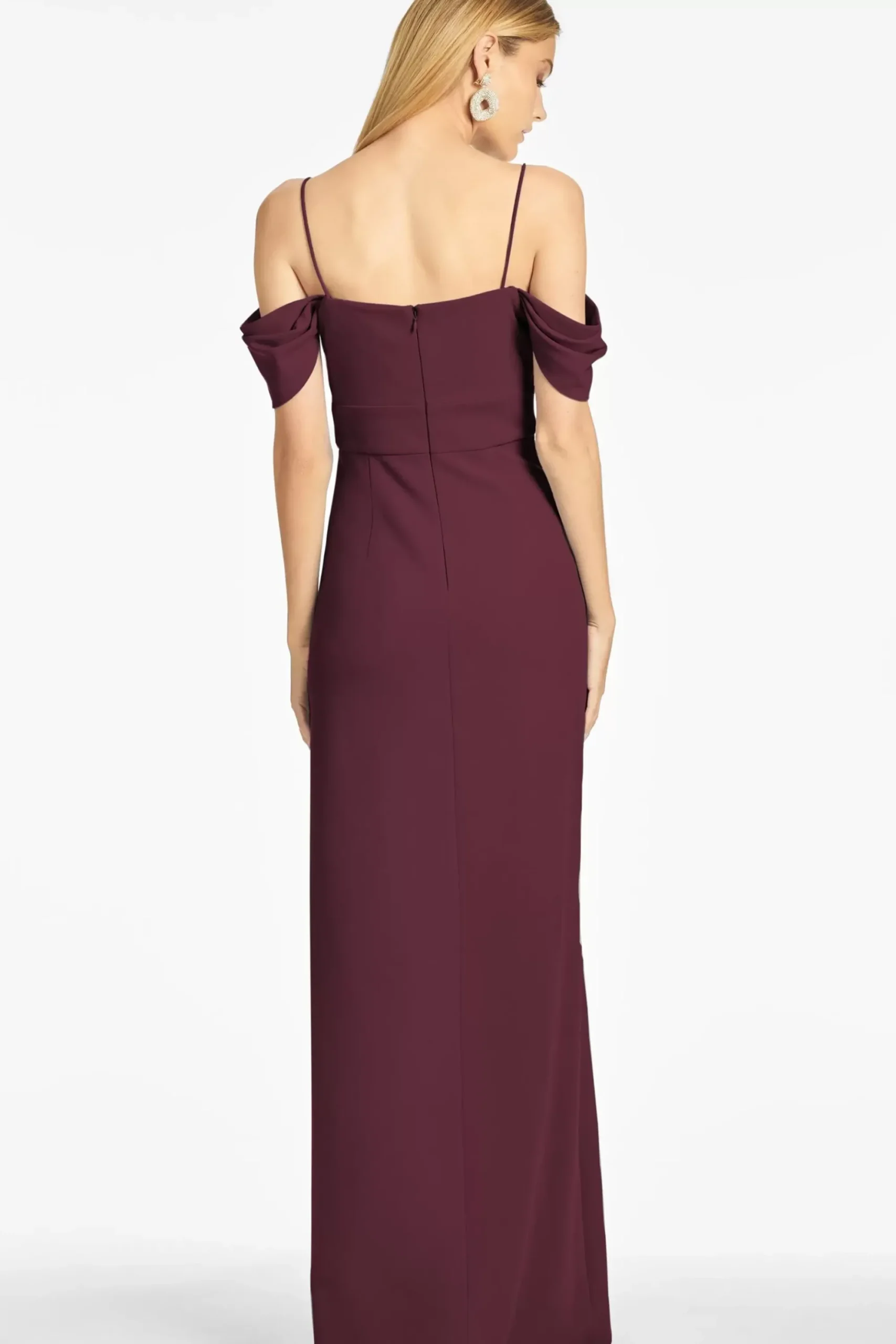 Women Sachin & Babi Gowns-Brittany 4-Way Stretch Crepe Gown Deep Wine