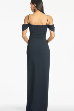 Women Sachin & Babi Gowns-Brittany 4-Way Stretch Crepe Gown Navy