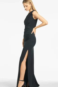 Women Sachin & Babi Gowns-Cece 4-Way Stretch Crepe Gown Navy