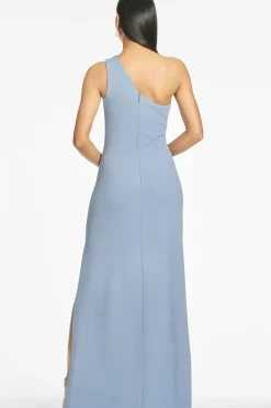 Women Sachin & Babi Gowns-Cece 4-Way Stretch Crepe Gown Slate Blue