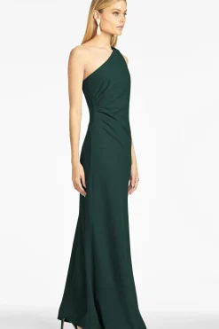 Women Sachin & Babi Gowns-Cece 4-Way Stretch Crepe Gown Emerald