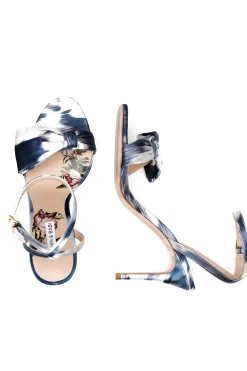 Women Sachin & Babi -Chelsea Obi-Bow Open Toe Blue Ikat Floral