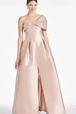 Women Sachin & Babi Gowns-Delilah Gown Silver Peony