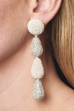 Women Sachin & Babi Earrings-Eliza Earrings-Smooth Beads/Crystals Ivory/Clear