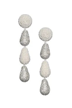 Women Sachin & Babi Earrings-Eliza Earrings-Smooth Beads/Crystals Ivory/Clear
