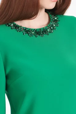 Women Sachin & Babi Dresses-Embellished Lily Dress Cadmium Green