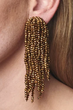 Women Sachin & Babi Earrings-Fountain Earrings-Metallic Faceted Beads