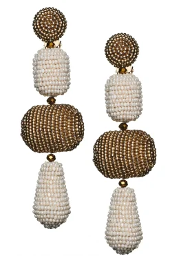 Women Sachin & Babi Earrings-Josephine Earrings-Smooth Beads Gold/Ivory