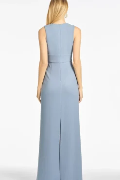 Women Sachin & Babi Gowns-Loretta 4-Way Stretch Crepe Gown Slate Blue