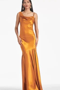 Women Sachin & Babi Gowns-Lucy Gown Saffron