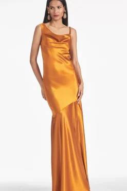 Women Sachin & Babi Gowns-Lucy Gown Saffron