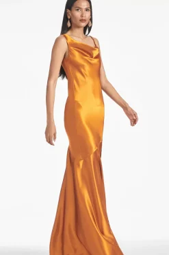Women Sachin & Babi Gowns-Lucy Gown Saffron
