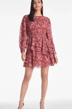 Women Sachin & Babi Dresses-Meg Dress Bordeaux Bloom