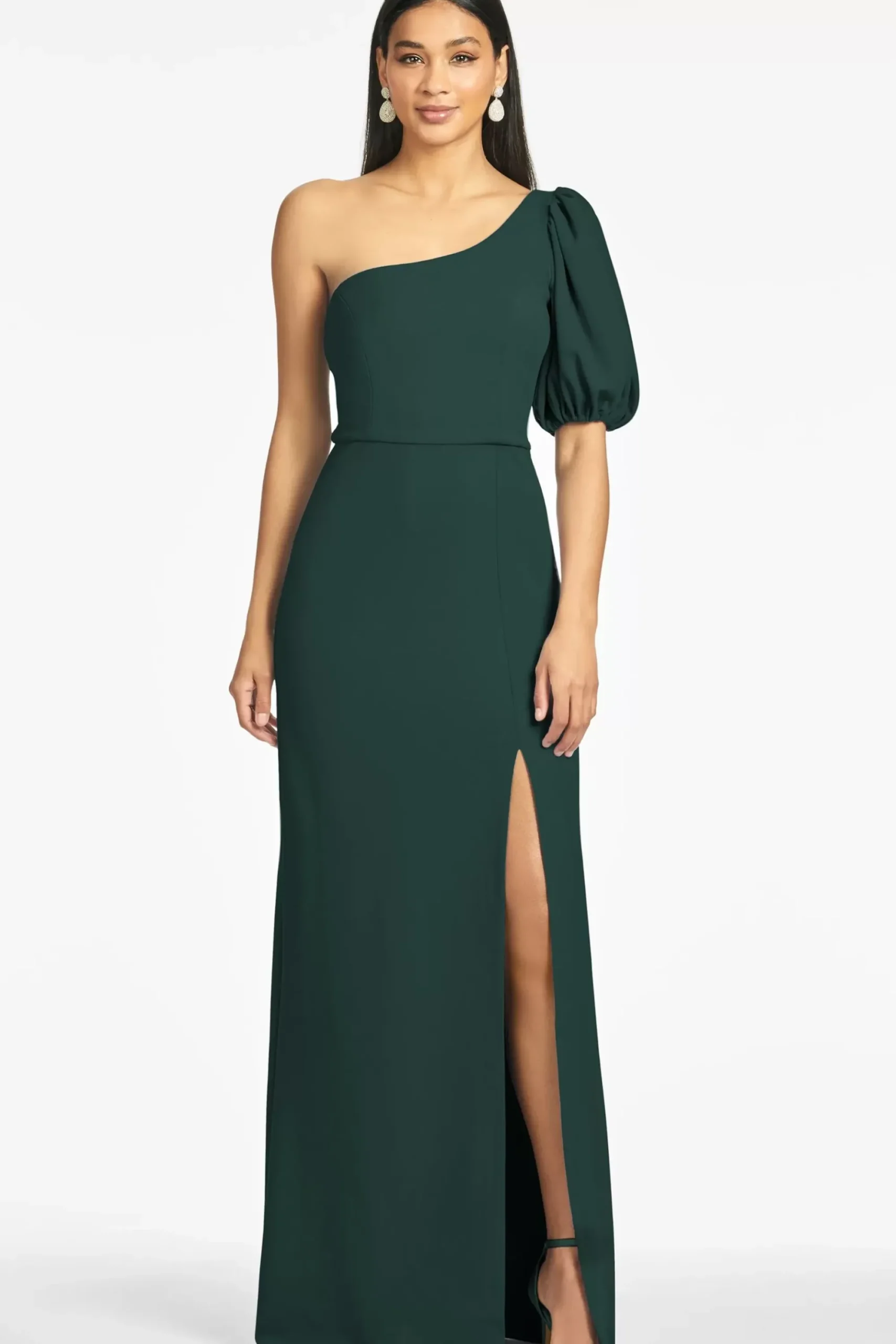 Women Sachin & Babi Gowns-Nadia 4-Way Stretch Crepe Gown Emerald