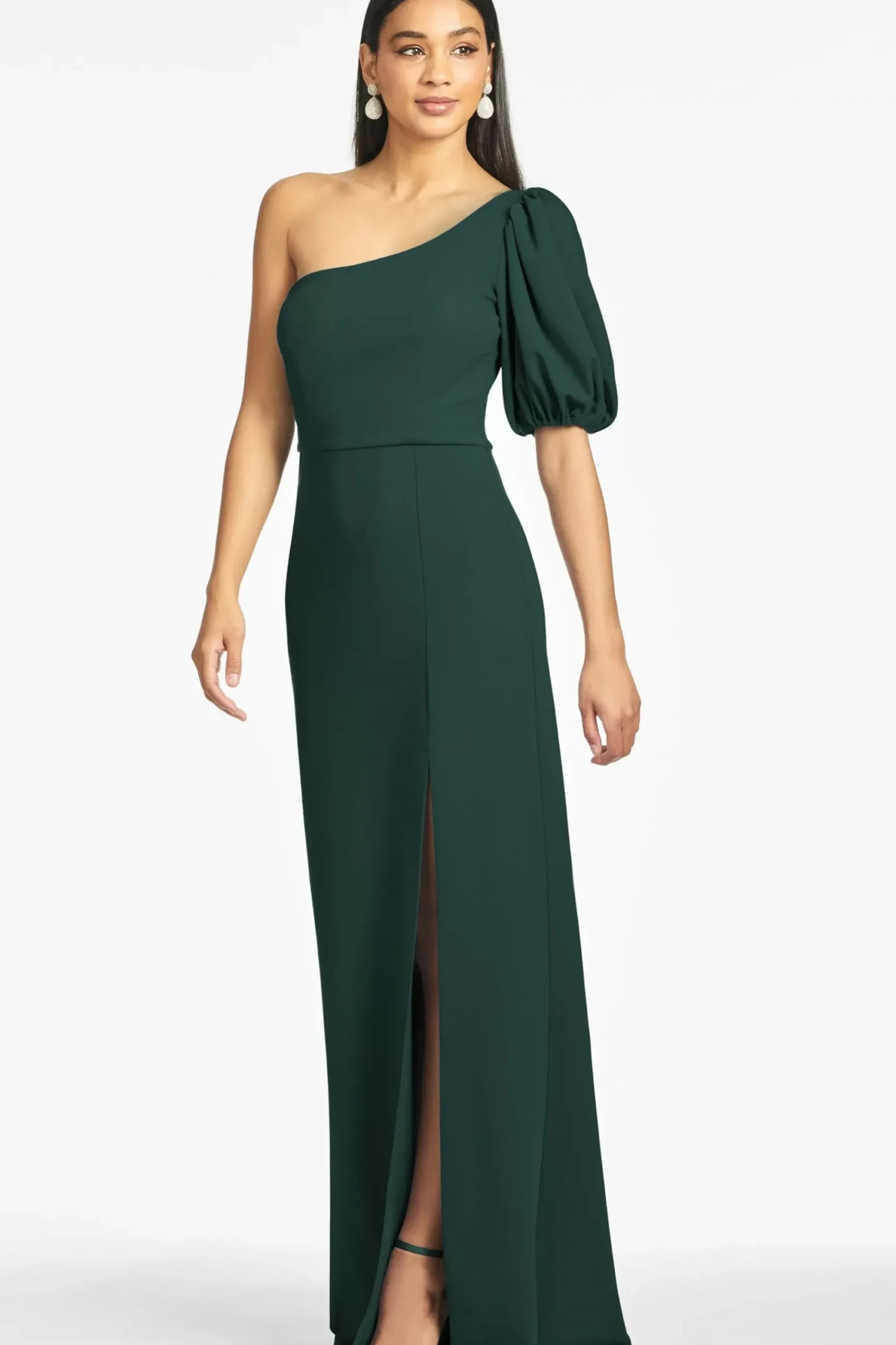 Women Sachin & Babi Gowns-Nadia 4-Way Stretch Crepe Gown Emerald