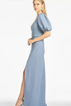 Women Sachin & Babi Gowns-Nadia 4-Way Stretch Crepe Gown Slate Blue