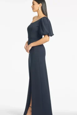 Women Sachin & Babi Gowns-Nadia 4-Way Stretch Crepe Gown Navy