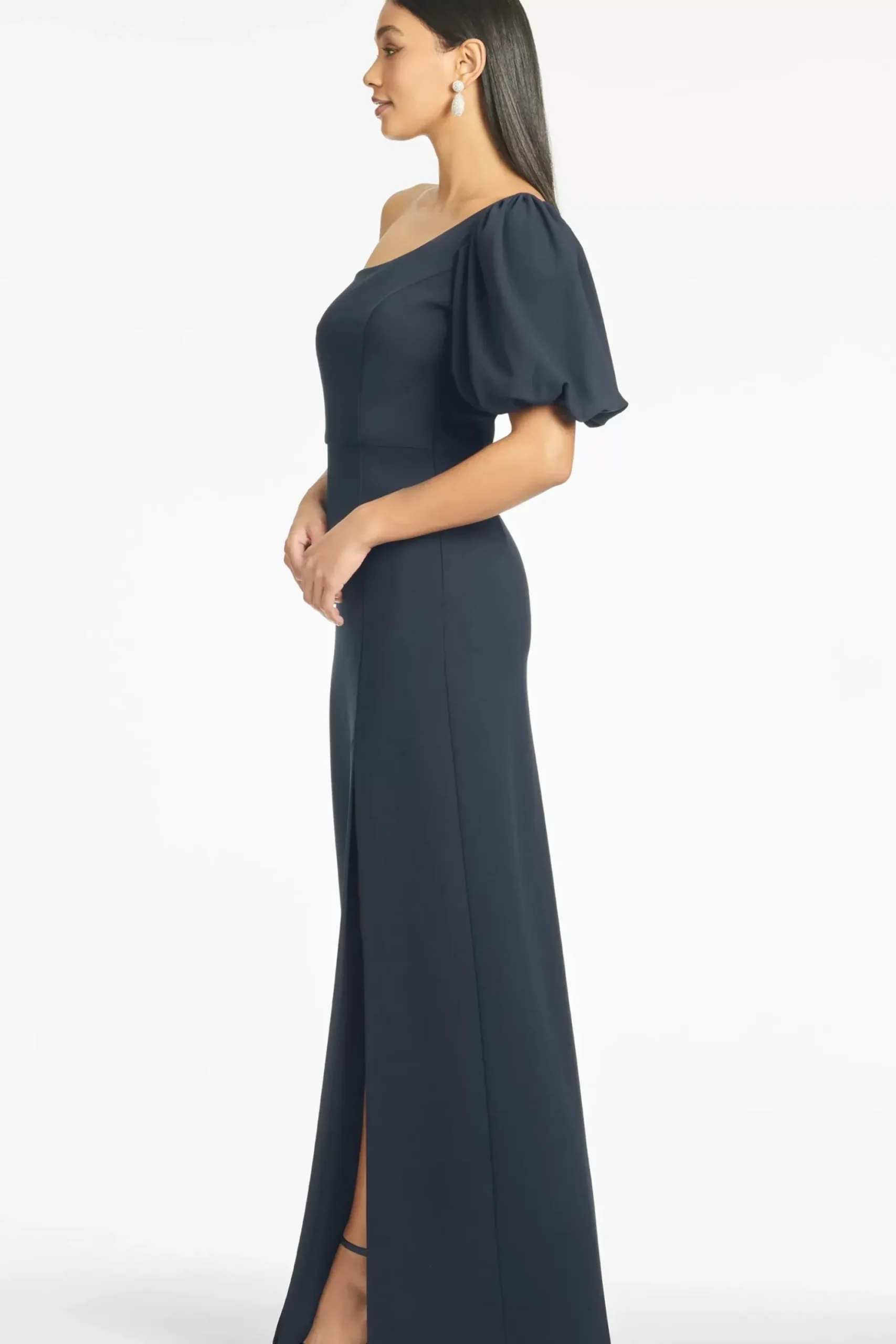 Women Sachin & Babi Gowns-Nadia 4-Way Stretch Crepe Gown Navy