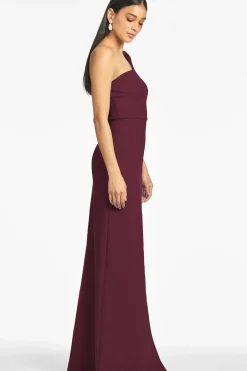 Women Sachin & Babi Gowns-Nadia 4-Way Stretch Crepe Gown Deep Wine