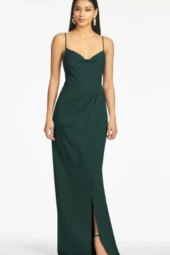 Women Sachin & Babi Gowns-Paulina 4-Way Stretch Crepe Gown Emerald