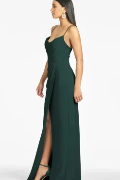 Women Sachin & Babi Gowns-Paulina 4-Way Stretch Crepe Gown Emerald