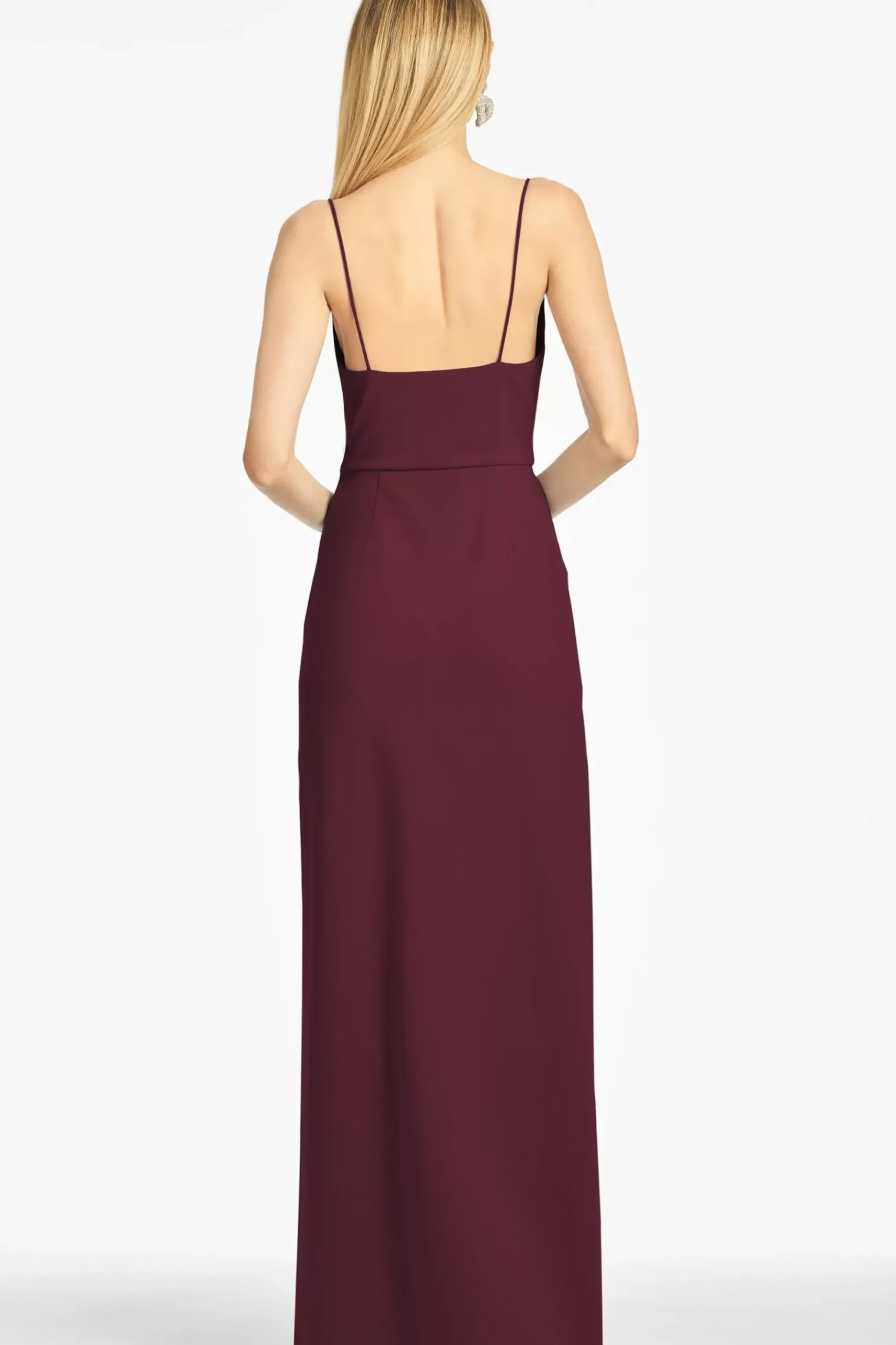 Women Sachin & Babi Gowns-Paulina 4-Way Stretch Crepe Gown Deep Wine