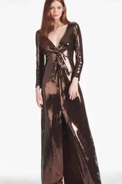 Women Sachin & Babi Gowns-Sequin Talulla Gown Espresso