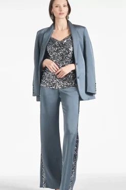 Women Sachin & Babi Pants & Jumpsuits-Tuxedo Sequin Alli Pant Gunmetal