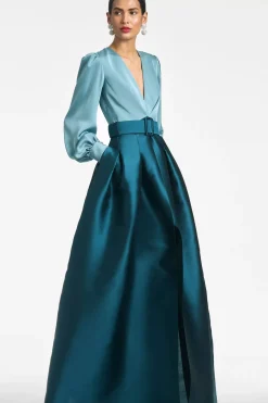 Women Sachin & Babi Gowns-Zoe Gown Seaglass/Deep Teal