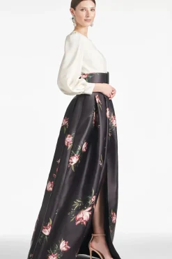 Women Sachin & Babi Gowns-Zoe Gown Ivory/Noir Blossom