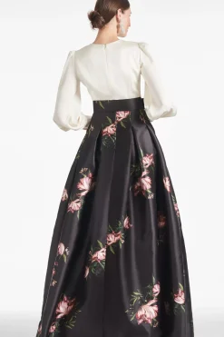 Women Sachin & Babi Gowns-Zoe Gown Ivory/Noir Blossom