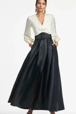 Women Sachin & Babi Gowns-Zoe Gown-Ivory/ Black