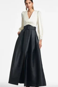 Women Sachin & Babi Gowns-Zoe Gown-Ivory/ Black